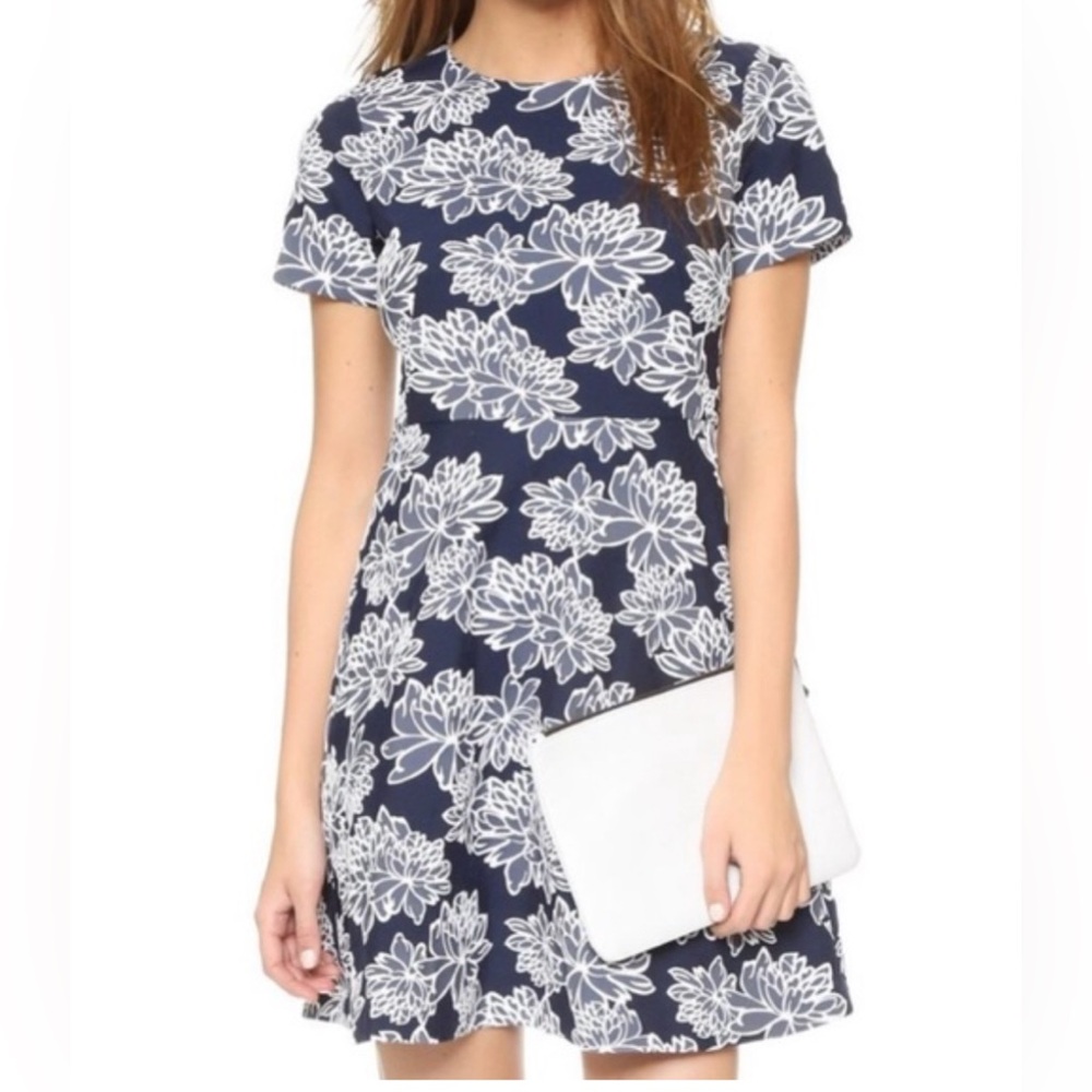 Shoshanna Floral Navy and White Floral A-Line Dress size 12 in great condition